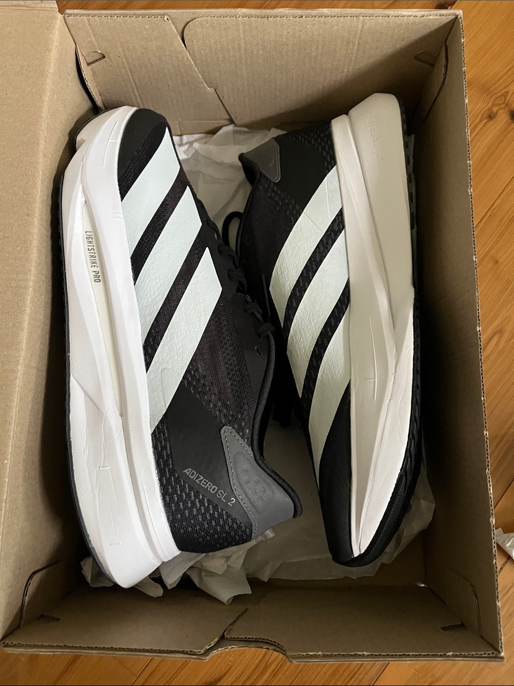adidas Adizero SL 2 Black and White Womens Athletic Running Shoes